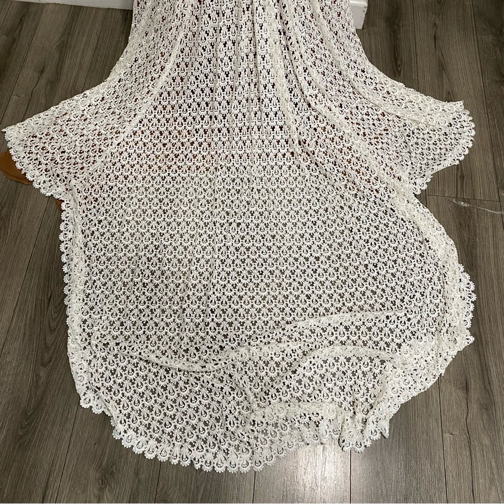 Daughters Of Simone Hollis Long Sleeve White Lace Crochet Gown Maxi Dress‎ XL - Picture 7 of 11